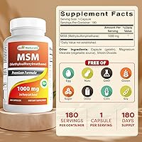 Vista 2 de Best Naturals MSM 1000 mg 180 Cápsulas