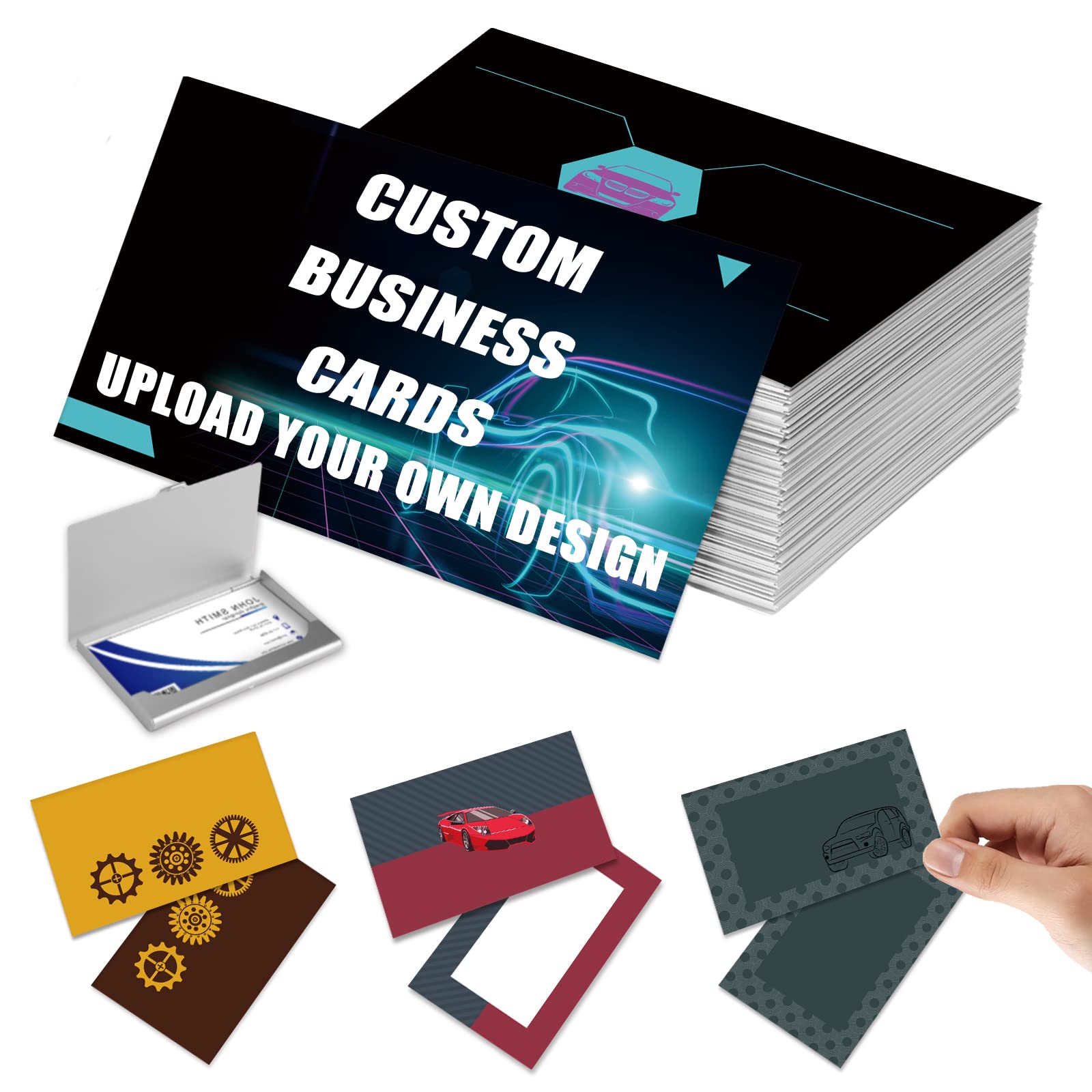 EAQ Business Personalized Card Logo/Text Double-Sided Print Waterproof 300gms for Company, Small Business โ image 1