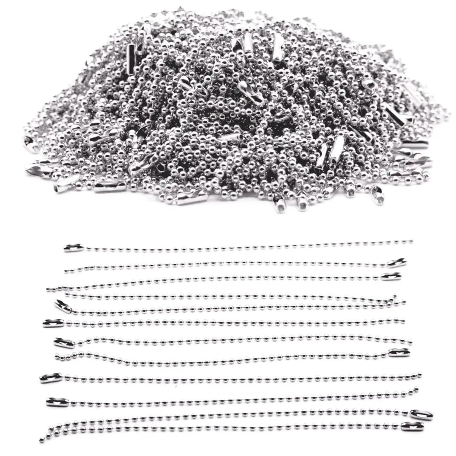 Kugelketten, Silberner Schlüsselanhänger, Ringe, Erkennungsmarke, Metall, klein, mit Anschlüssen for hängende Dekoration