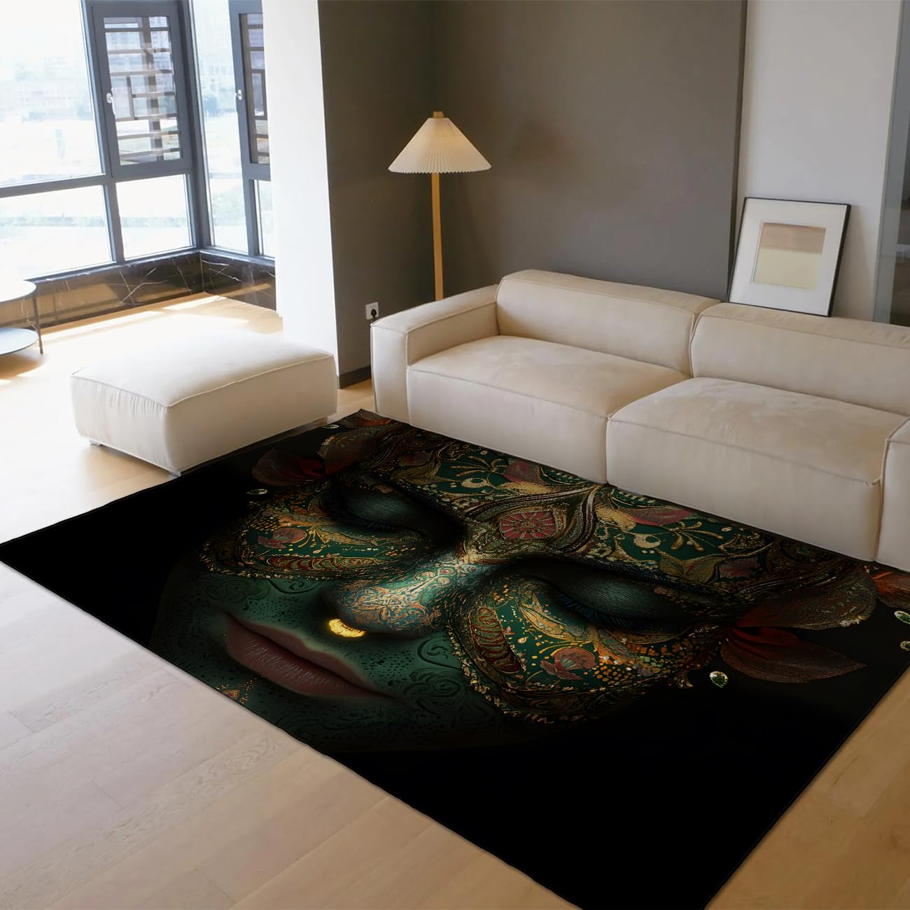 Tapis de peinture sur visage abstraite moderne 180x270 cm gothique et baroque vert