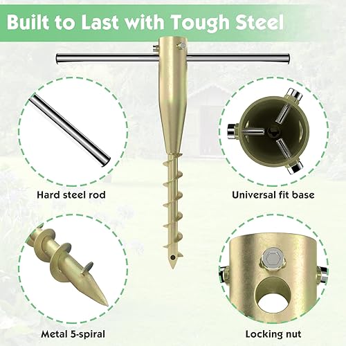 Miniatura 3 de Anclaje de sombrilla de arena para patio, playa, playa, libre de óxido, base de sombrilla de arena con tornillo de anclaje de tierra para protección