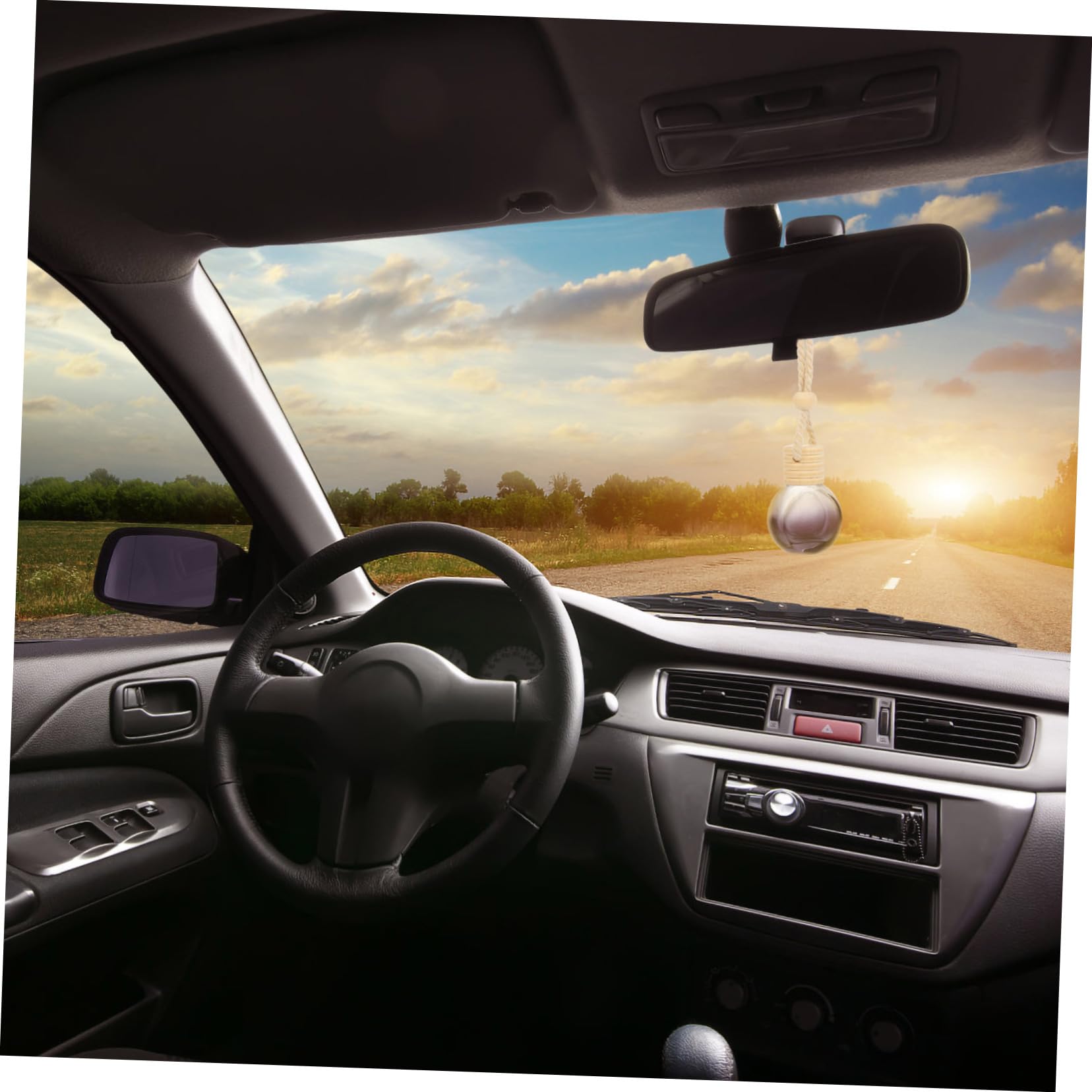 GLEAVI Frascos de Perfume para Coche 8ml Cuerda de Algodón y Cuentas de Madera 20 Colgantes de Vidrio Negro para Decoración y Ambientador de Aire