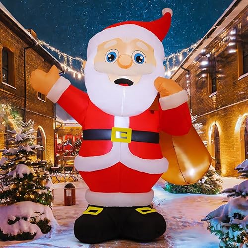 Miniatura 7 de GOOSH Inflables de Navidad de 8.3 pies, Papá Noel, decoraciones al aire libre, Papá Noel inflable con bolsa grande con LED integrados para