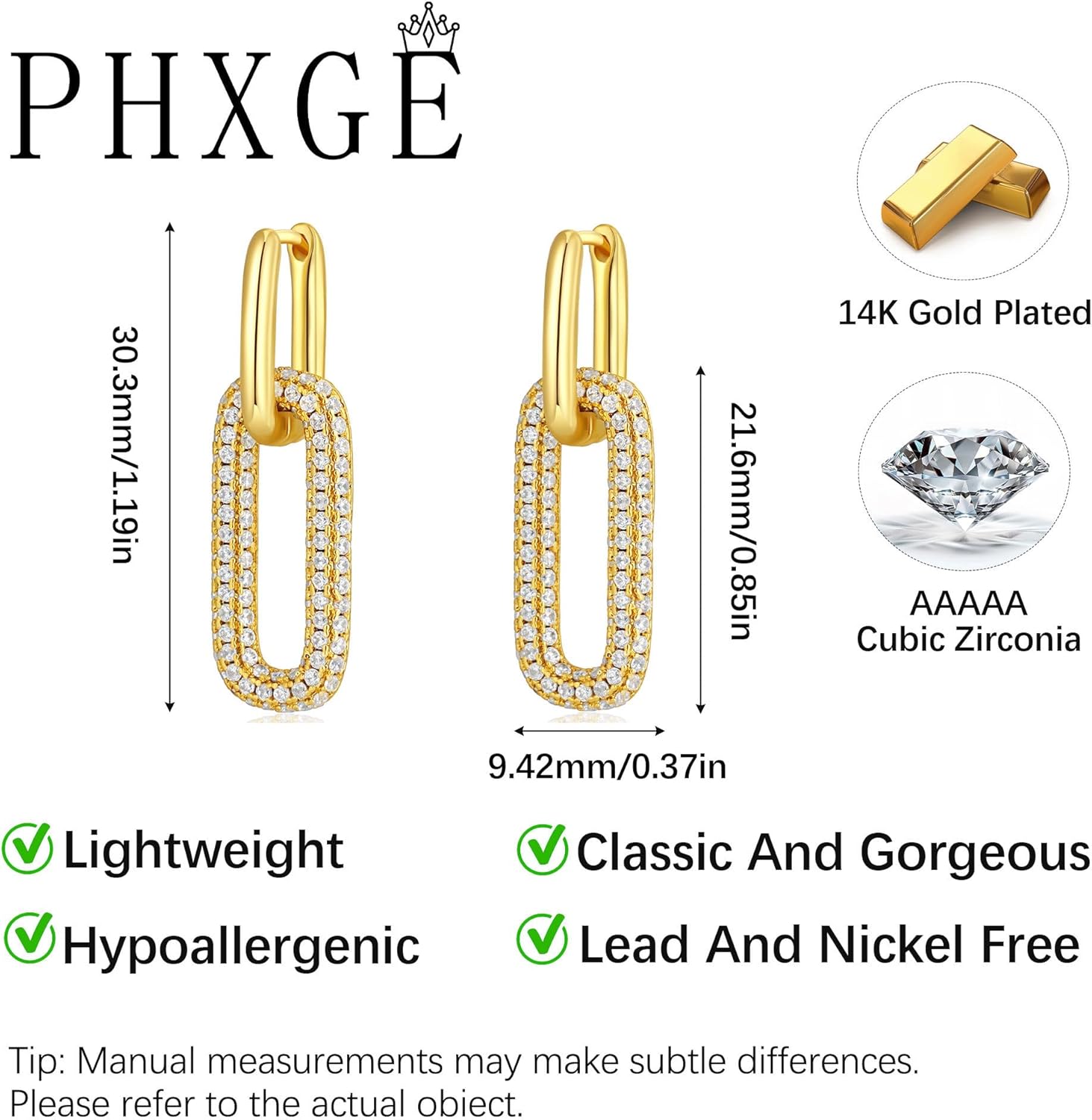 Gold Hoop Earrings for Women Trendy, 14K Gold Plated Chunky Hoops Dangle Thick Huggie Earrings Dainty Hypoallergenic Lightweight Jewelry - Image 3