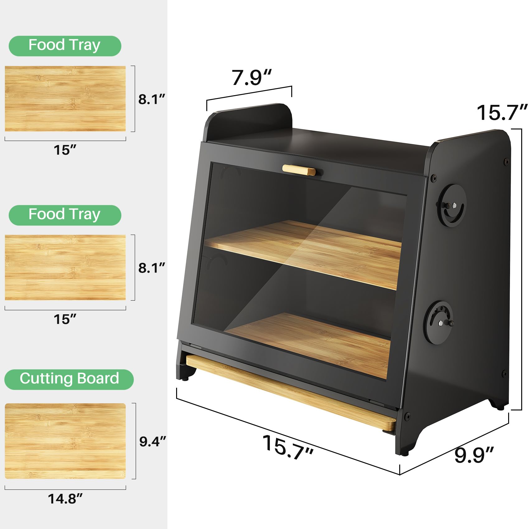 Bamboo Bread Box - Keep Bread Fresh -2