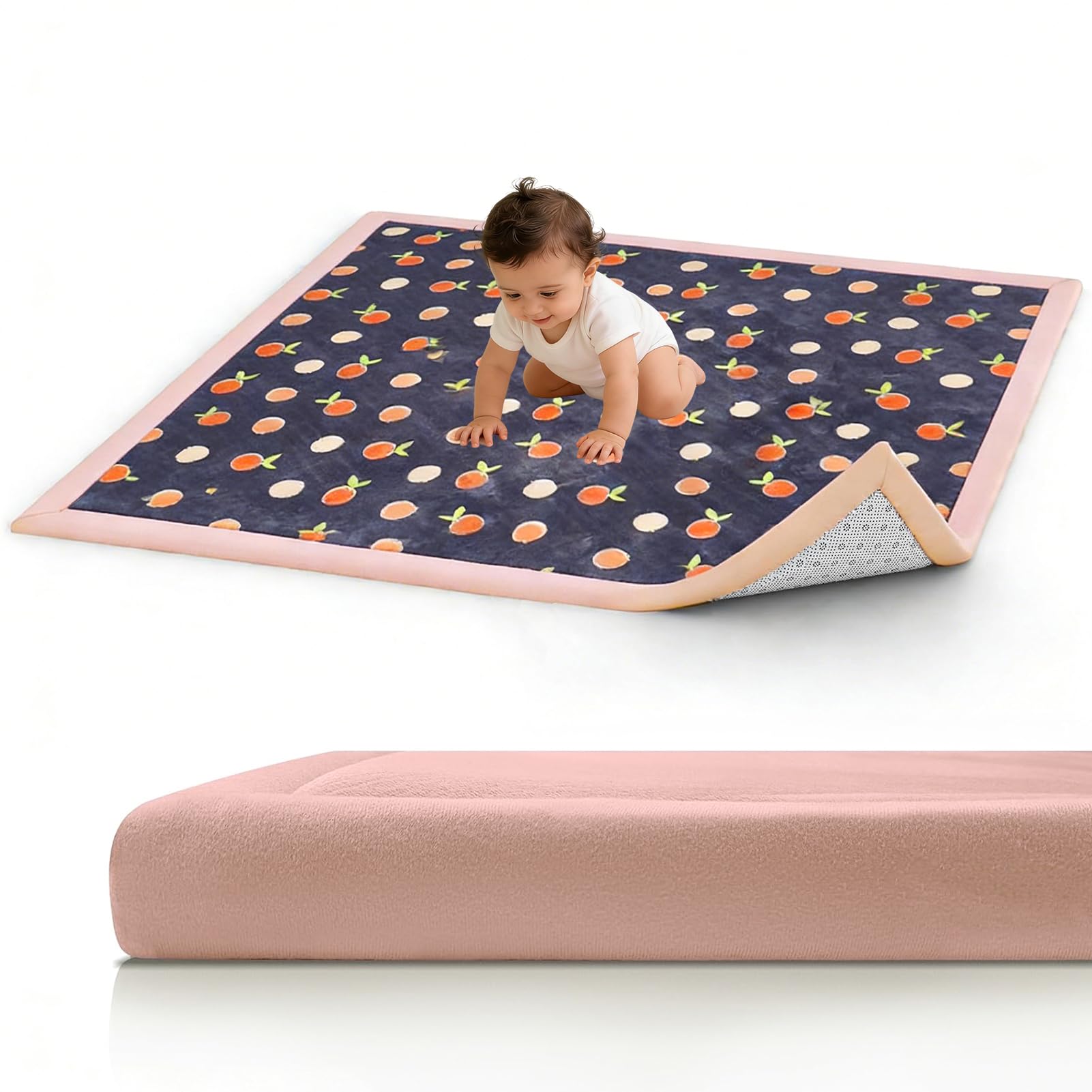 Dywan dziecięcy do sypialni pokoju zabaw, mata krabowa pogrubiająca 2 cm koralowa jak również, mata do pokoju dziecięcego gruba mata dla dzieci 200 x 200 cm