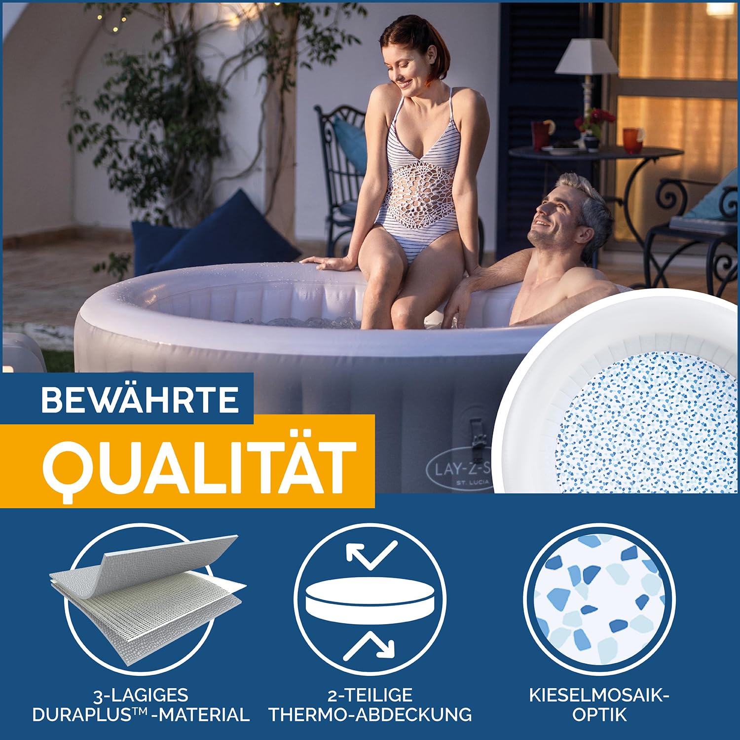Bestway Lay-Z-SPA St. Lucia AirJet Whirlpool 170 x 66 cm 2-3 Personen rund Silbergrau