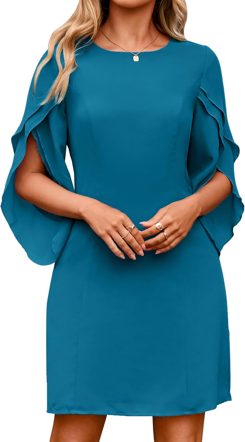 Simplee Womens Cocktail Dress 2025 Formal Flutter Sleeve Elegant Chiffon Trendy Wedding Guest Dresses