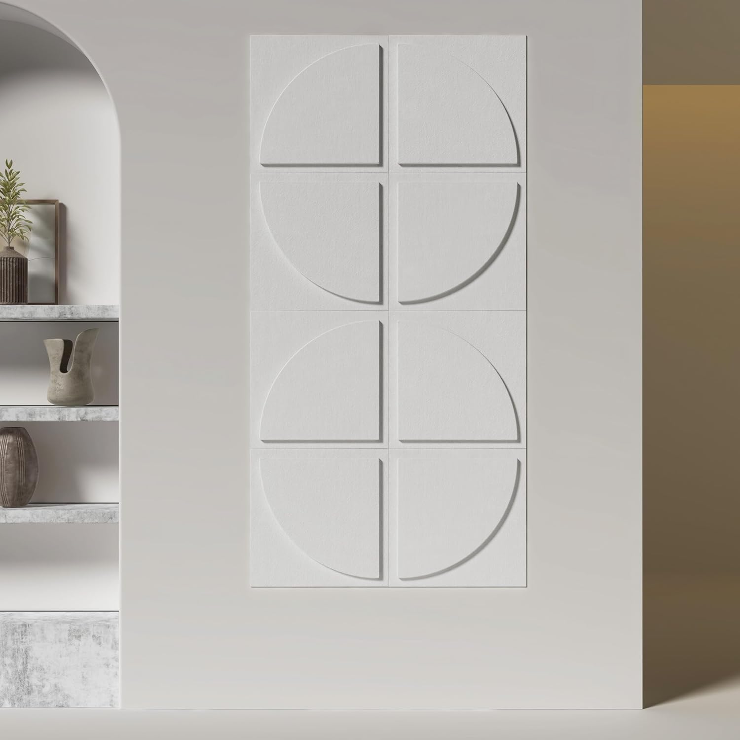 12 Pack Acoustic 3D Wall Panels 12''x12''x0.12" Art Decorative Polyester Fiber Sound Absorbing Panels, (White)