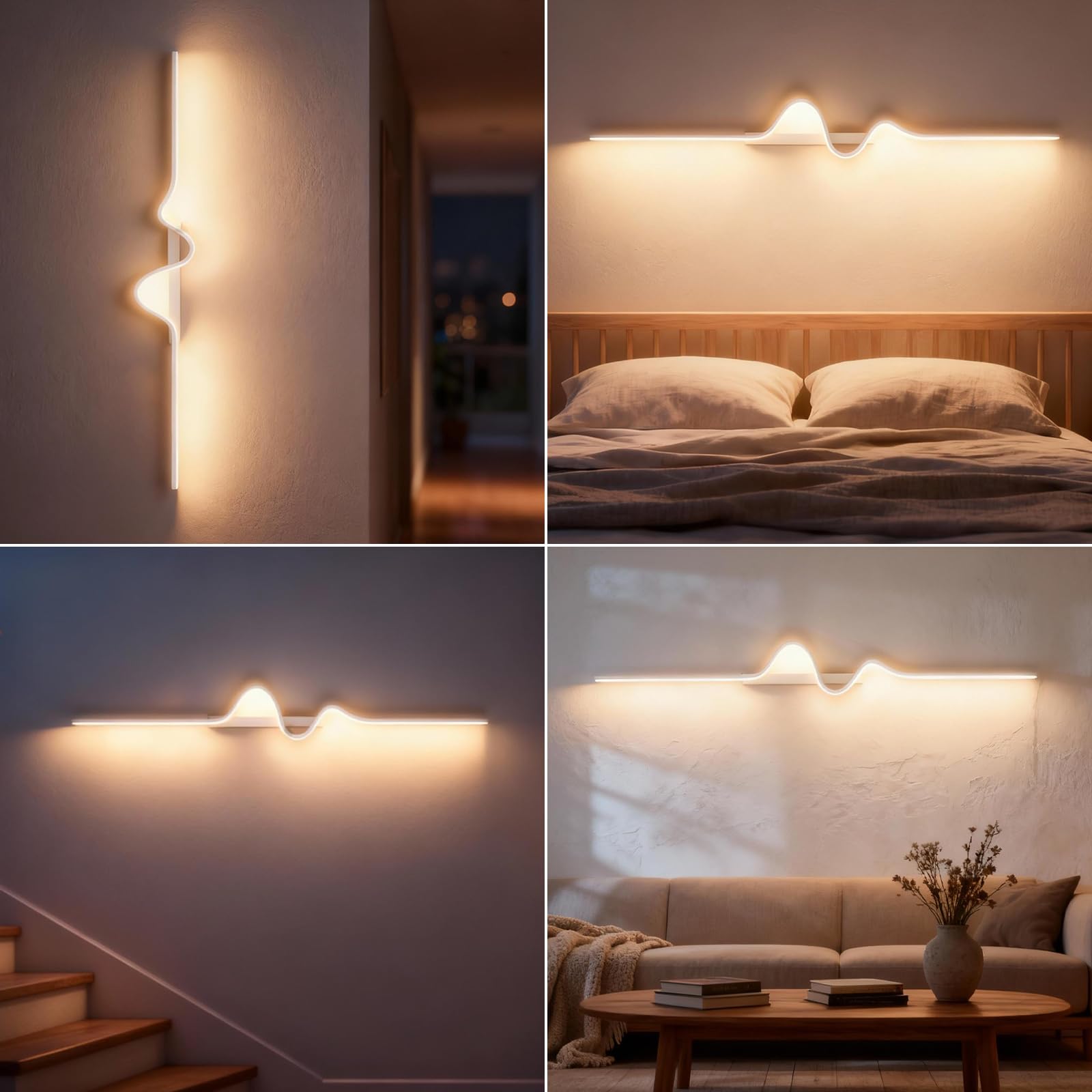 Applique Parete Interno,20W/120CM Lampada da Parete Dimmerabile | 2400LM LED Applique da parete Con Telecomando,Creative Lampade a Muro per Camera da Letto Soggiorno Corridoio Scale