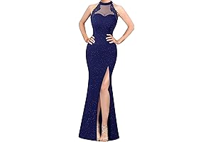 Long Sparkly Blue Prom Dresses
