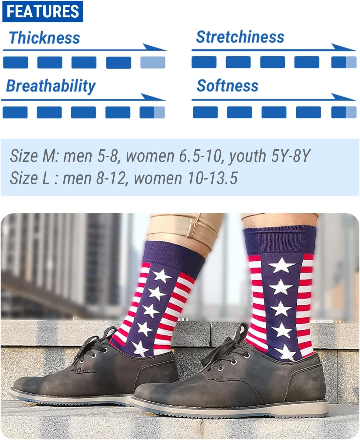 American Flag Socks Stars Stripes Patriotic Socks for Men and Women - Image 7