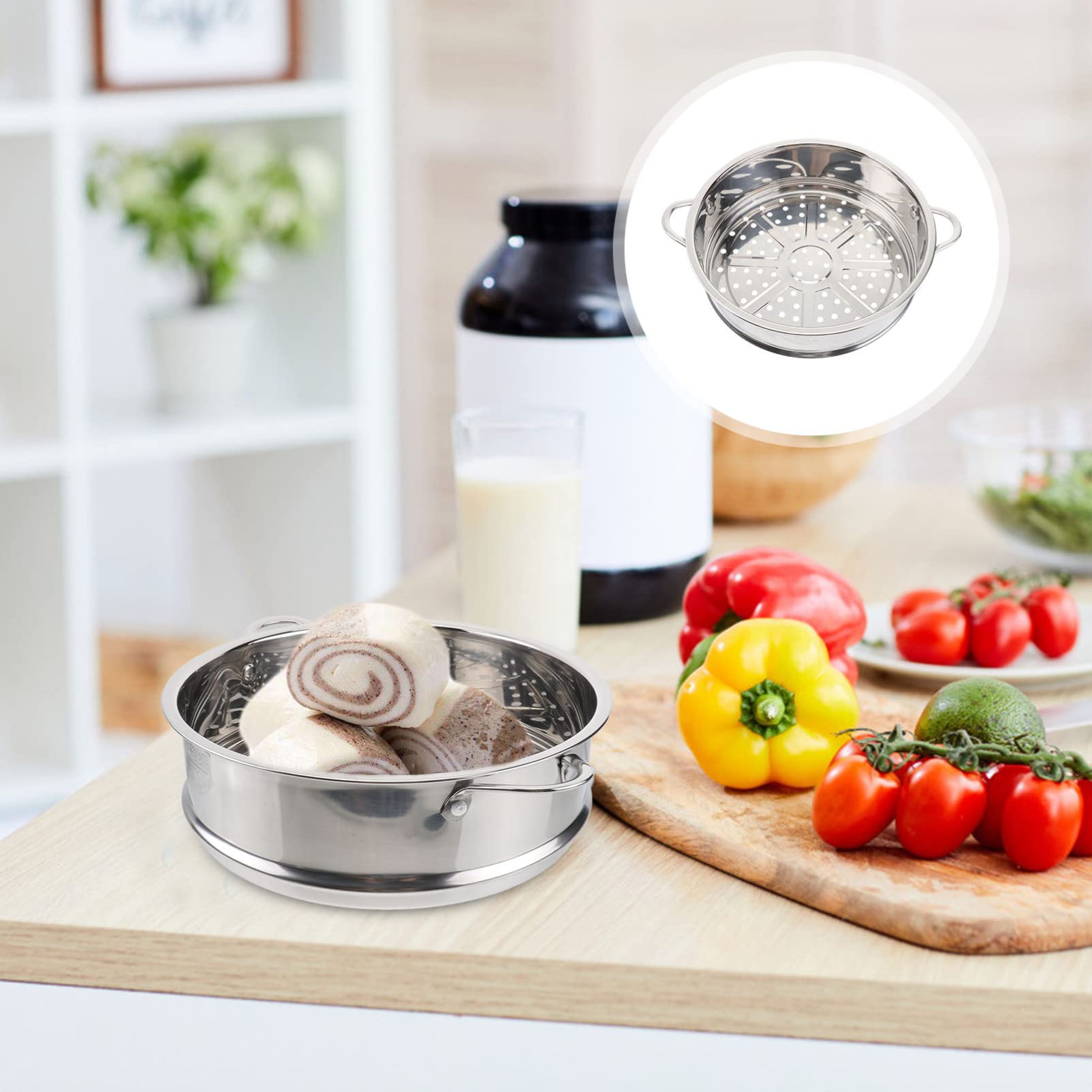 Panier Vapeur Inox 17,5 Cm - Pour Riz, Légumes, Poisson - Cuisson Santé & Réduction Sucres