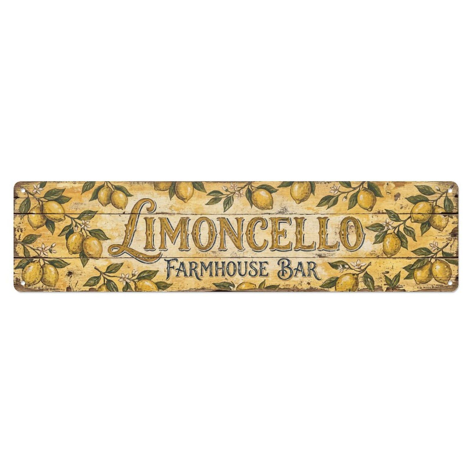 Limoncello Farmhouse Lemon Bar Metal Tin Skinny Sign Plaque Wall Decor for Cafe, Club Bar, Office, Home Garden Metal Poster 4x16Inch