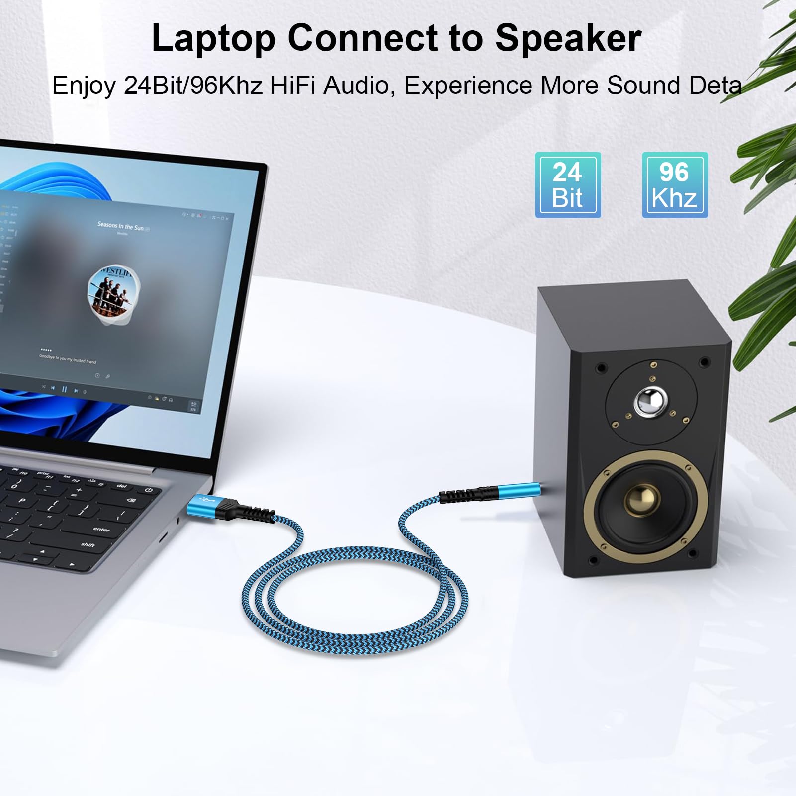 Cavo audio AUX da USB A a 3,5 mm, adattatore intrecciato da USB maschio a jack AUX da 90 cm