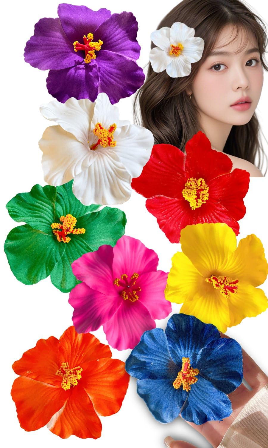 Amazon.co.jp: Edges42 ハイビスカス 髪飾り ヘアクリップ 造花