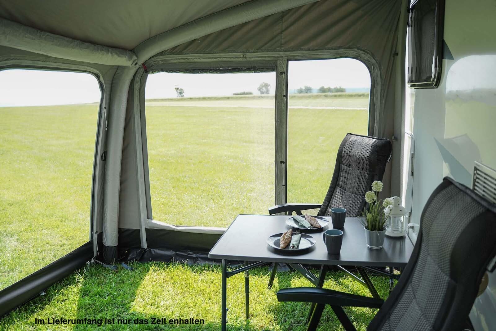 Westfield Vega 330 Luftvorzelt Teilzelt Airtube-Gestänge Anbauhöhe 255-270cm Anstellhöhe Camping Wohnmobil grau schwarz