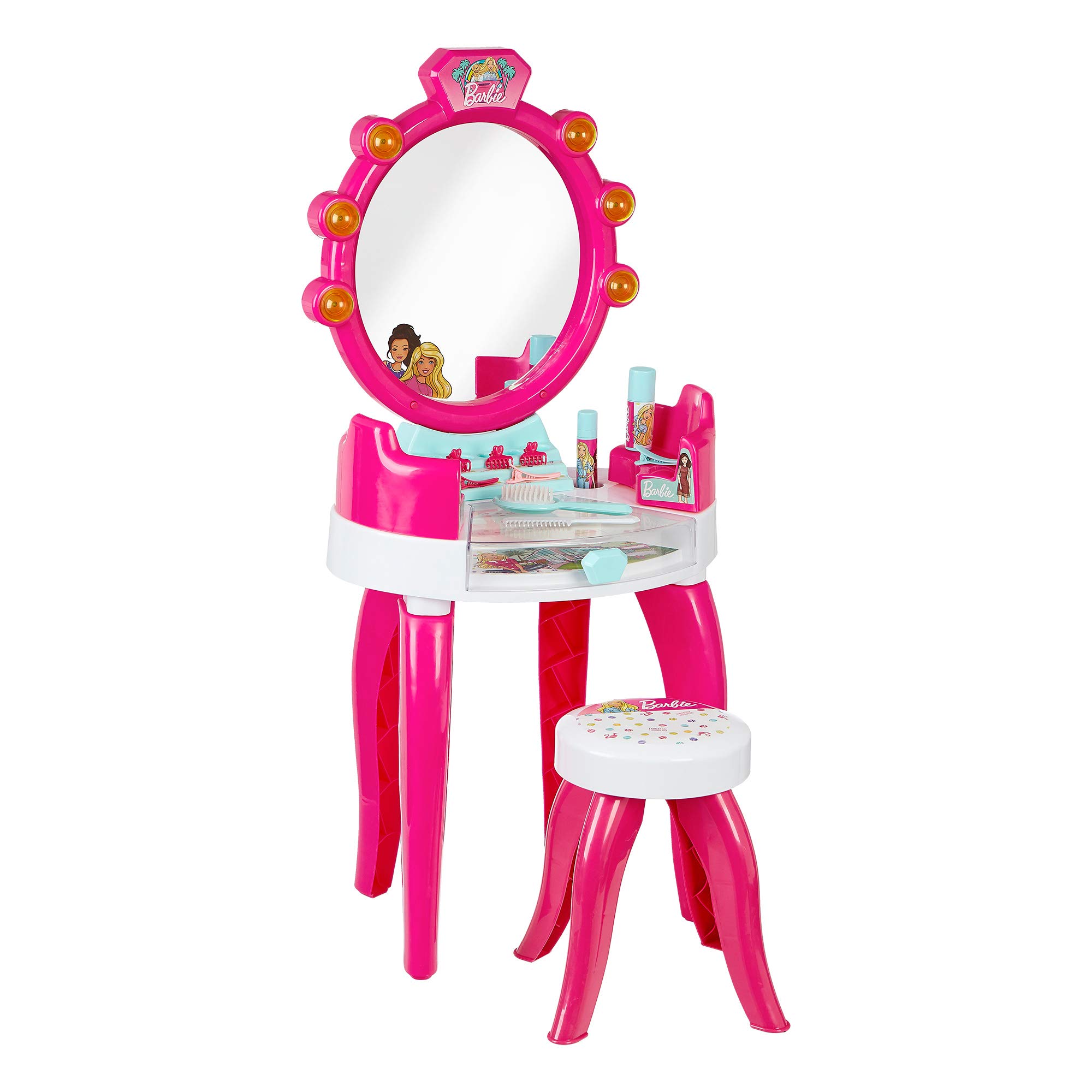 Theo Klein 5328 Barbie Beauty Salon with Light andSound I Pivoted storage areas and mirror I With lots of styling Accessories I Toy for Children Aged 3 Years and up