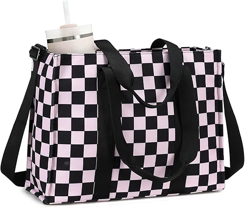 Miniatura 15 de Bolsa de mano para computadora portátil para mujer, bolsa de lona de 15.6 pulgadas, bolso de hombro para computadora, bolso de mensajero, bolso para