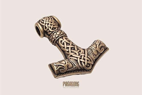 Miniatura 5 de Mjolnir Pendant with Wolves - Thor's Hammer Necklace Size Medium - Viking Jewelry - Scandinavian Nordic Style - Norse Jewelry for Men Women