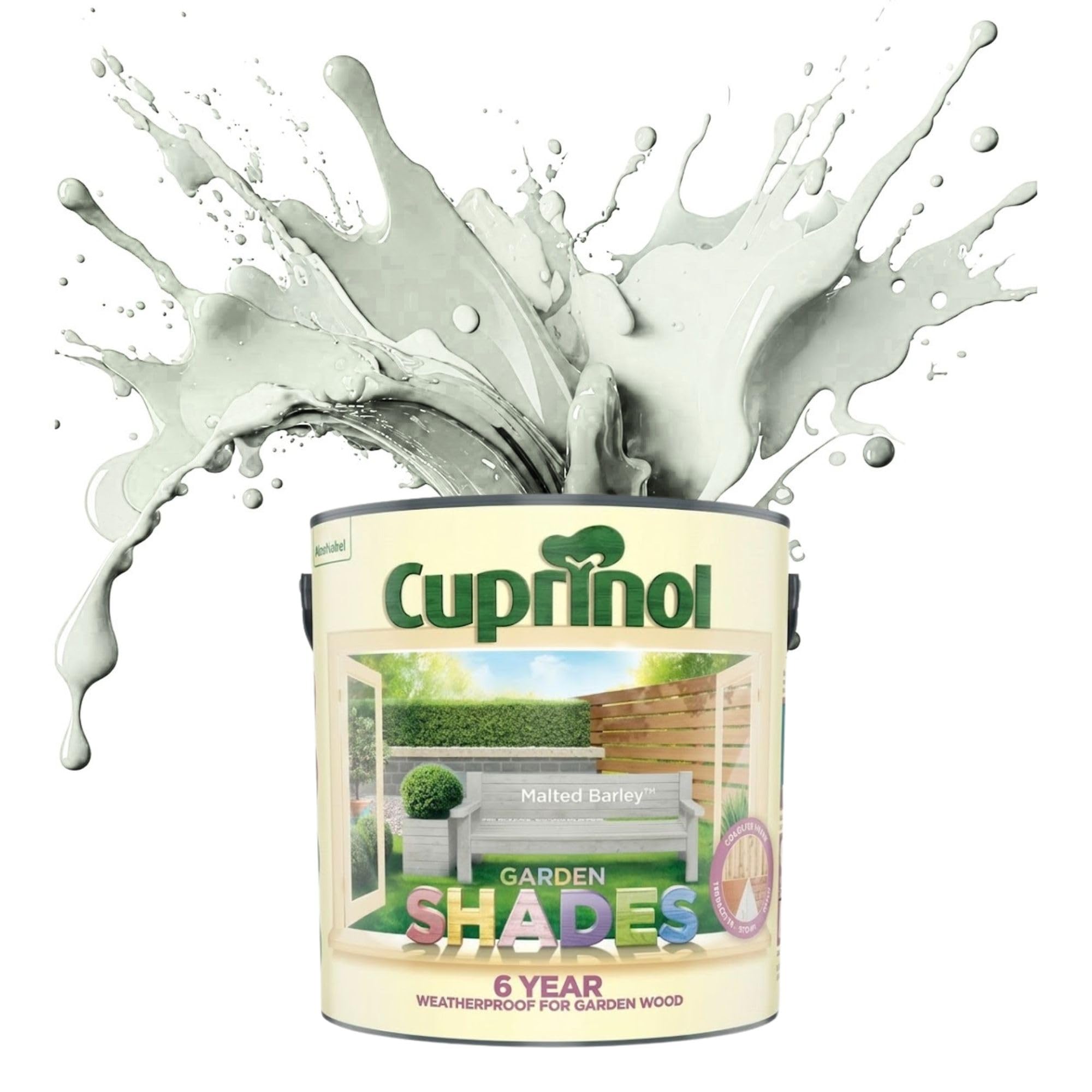 ARUUJ Garden Shades Malted Barley, 1 Liter Fence Paint, Outdoor Wood Paint for Sheds, Gardens Furniture, Trellis Fence & Exterior Wood, Water Based Matt Finish, Weather Resistant