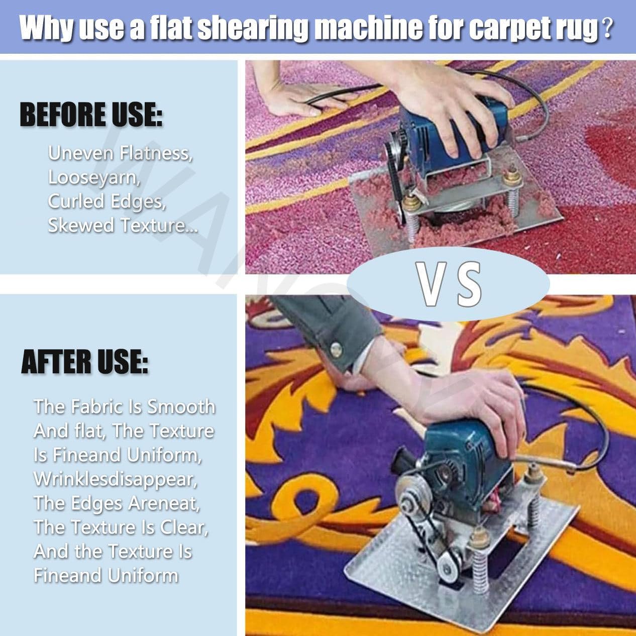 500W Carpet Cutting Machine Portable Electric Floor Planer, 15000 RPM, Adjustable Depth, Carpet Carving Clippers for Handmade Rug Clean and Tufted Rug