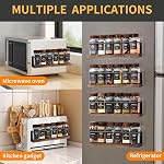 Wooden Lid Magnetic Spice Rack with 24 Jars, 216 Labels, 1 Steel Funnel for Refrigerator,Microwave Oven - Full Set of Spice Organizer