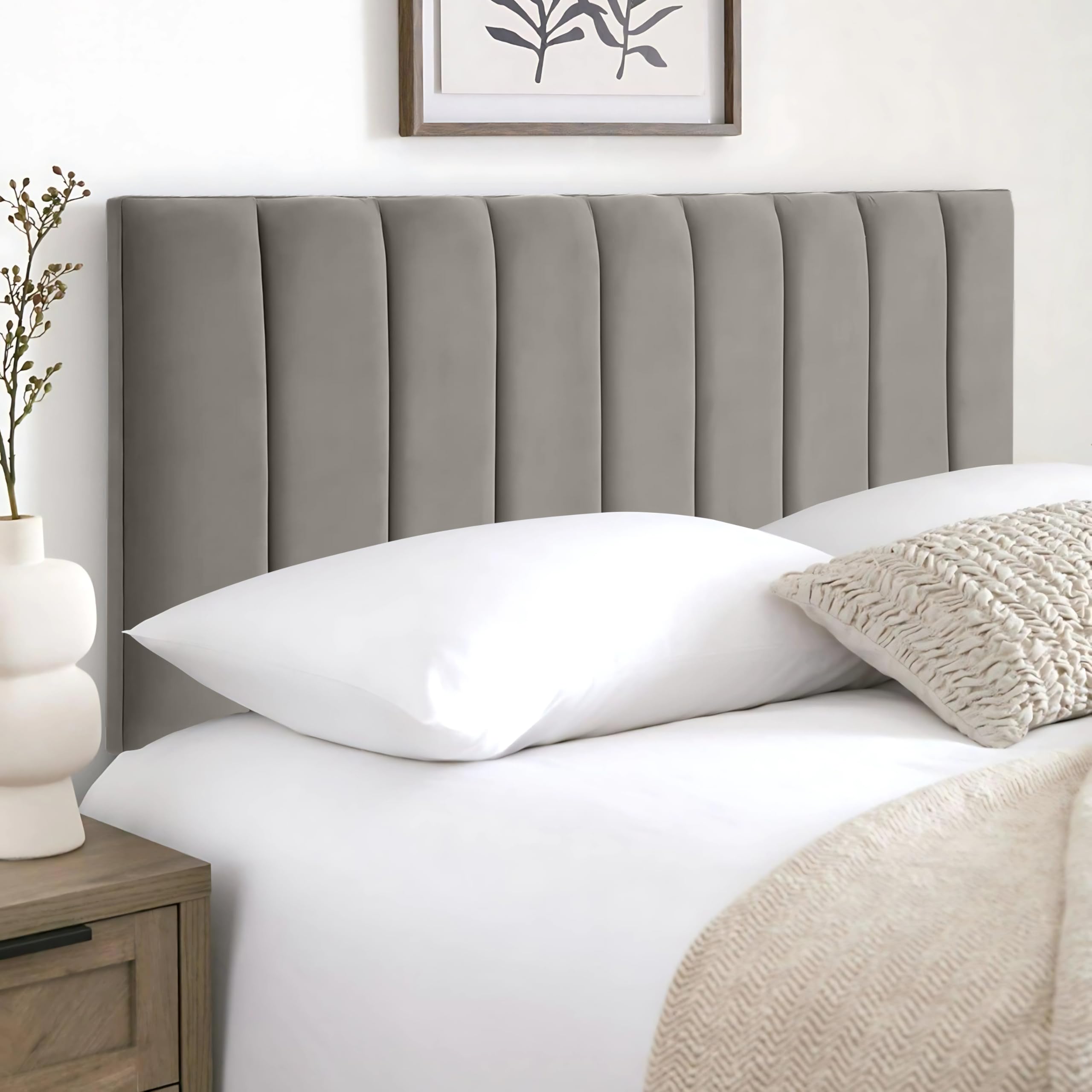 HB-1 Headboards for Beds – 9vp 24'' Divan Bed Headboard – Headboards for Divan Beds, Bedroom & Hotel Furniture, Elegant Soft Plush Fabric Head Board (Silver Plush, 3FT Single) — image 1