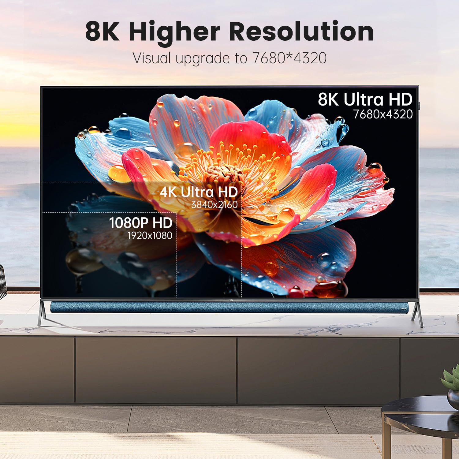 Cable HDMI 2.1 de fibra óptica 8K de 165 pies/50 m, ultra alta velocidad 48 Gbps, 4K a 120Hz, 8K a 60Hz, 0.01 ms, HDR10+, eARC, HDCP2.3, DTS-HD, color de 12 bits, cable HDMI trenzado para Roku TV