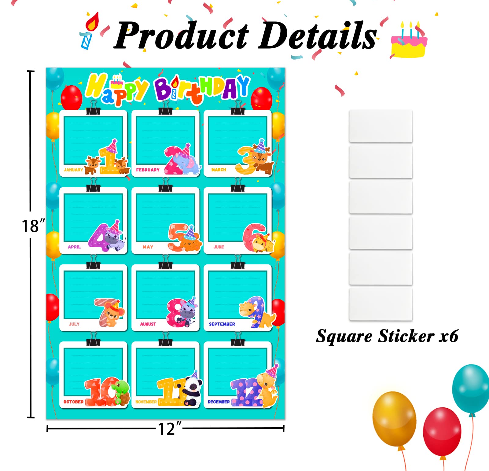Facraft Happy Birthday Chart Poster 12x18 Birthday Posters For ...
