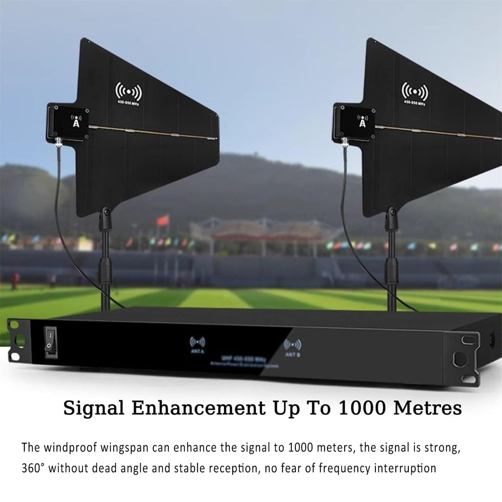 Amplificatore di Segnale per Microfono Wireless, Distribuzione di Antenna Uhf, Palette per Antenna Attive 8 Uscite + 2 Porte A Cascata, Copre La Gamma di Frequenza 400-950 MHz