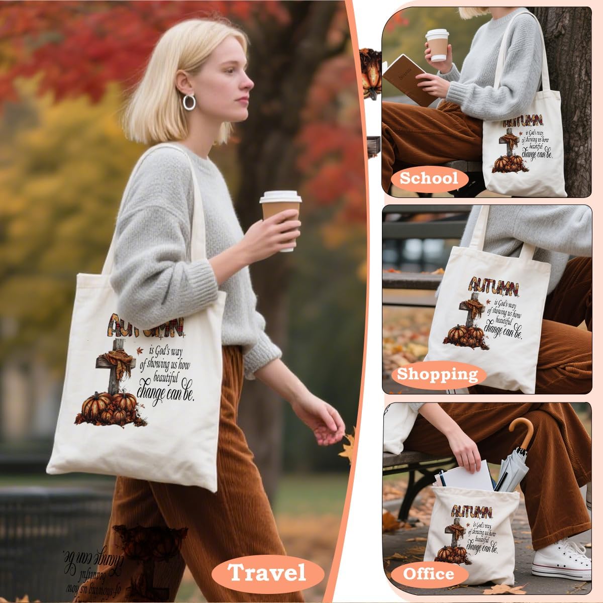 Canvas Tote Bag Birthday Gifts for Women Reusable Canvas Bags for Grocery Shopping Library - Image 2