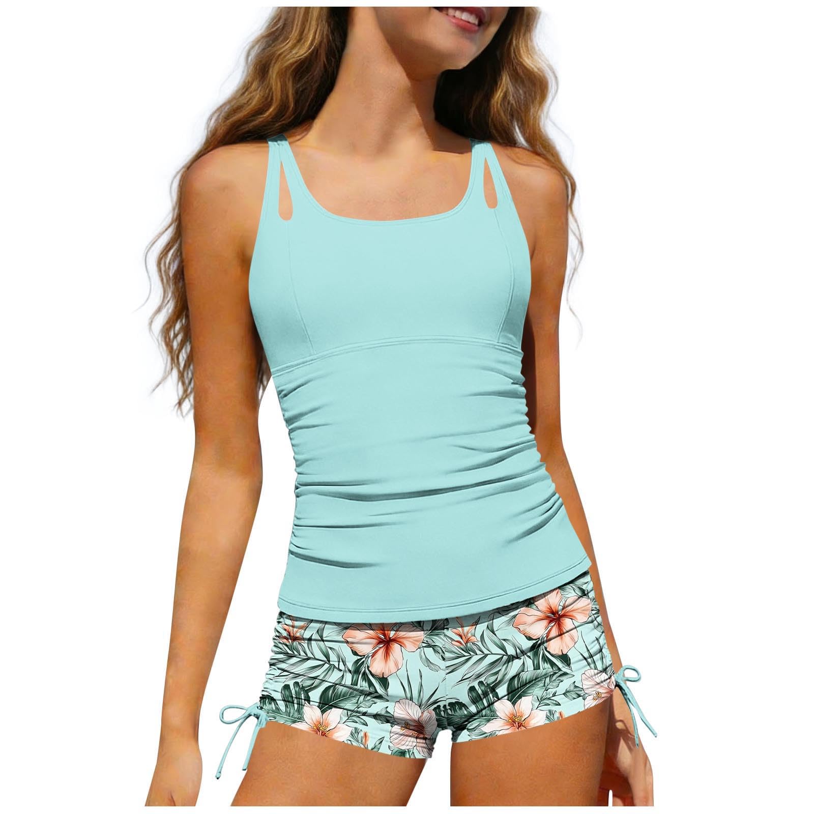 Vest-Style Swimsuit Set for Girls 7-16 Years | Sleeveless Round Neck Two-Piece Tankini | Simple Swimwear for Children — view 7