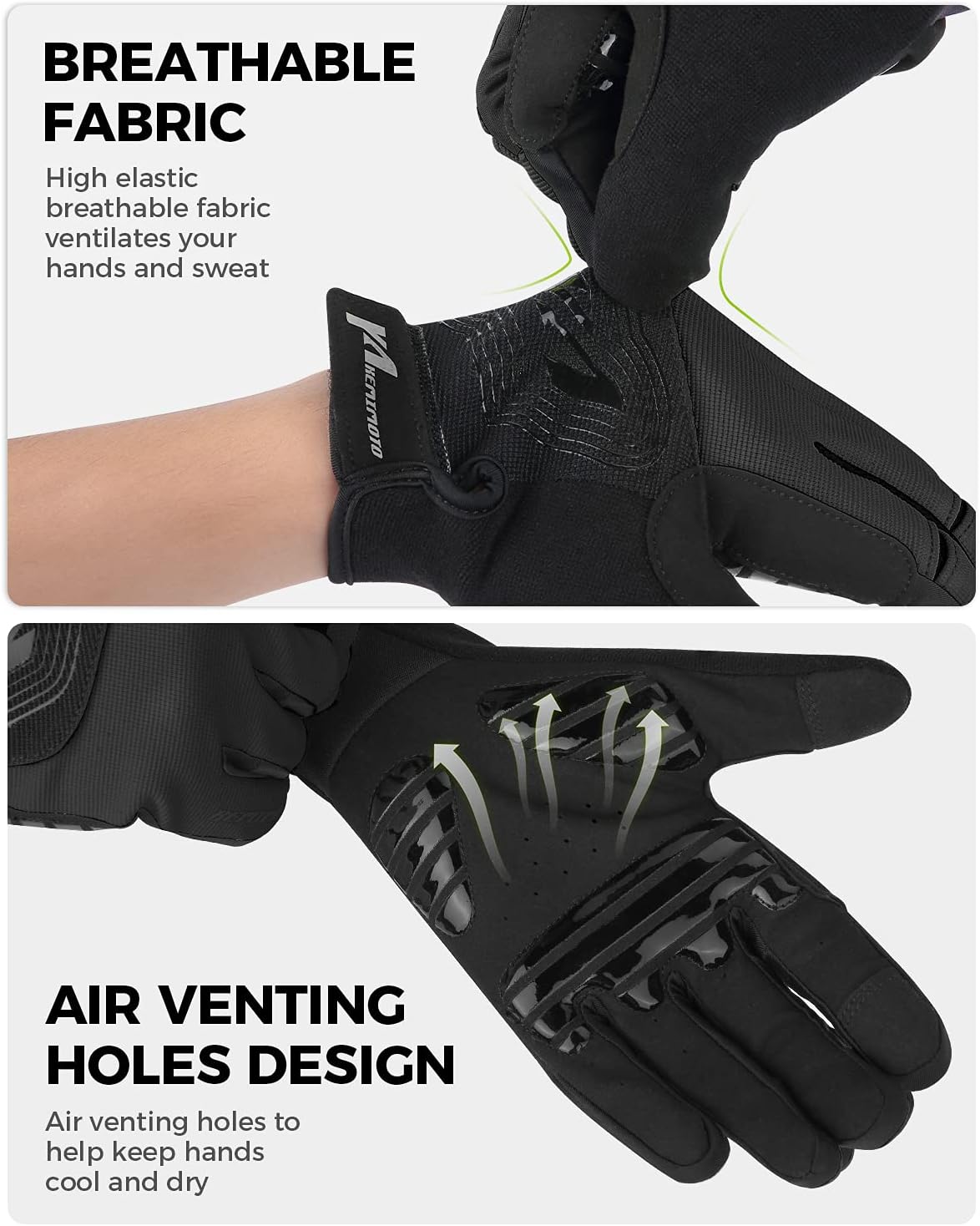 Kemimotor Full Finger Cycling Gloves for Men/Women, Touchscreen Mountain Bike Gloves with Anti-Slip Shock-Absorbing Gel Pad, Breathable Workout Gloves for Gym Training, Mountain Bike,Exercising : Sports & Outdoors
