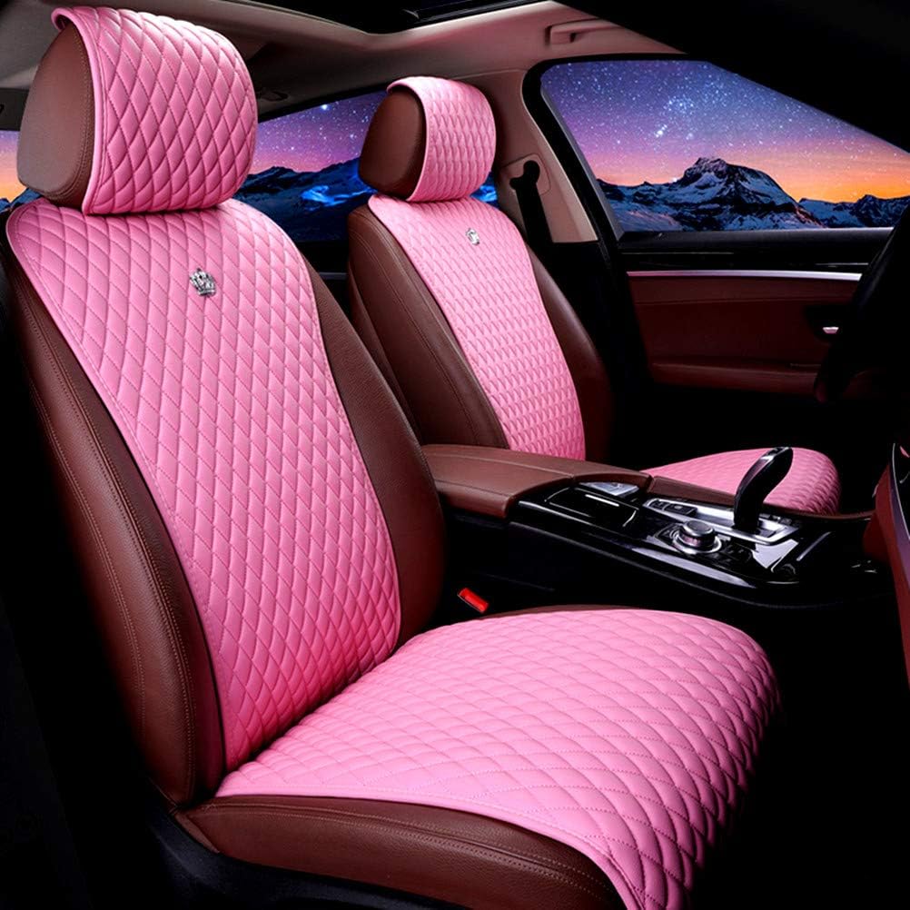 Universal Seat Covers for Cars Leather Seat Cover Pink Car Seat Cover 2/3 Covered 11PCS Fit Car/Auto/Truck/Suv (A-Pink)