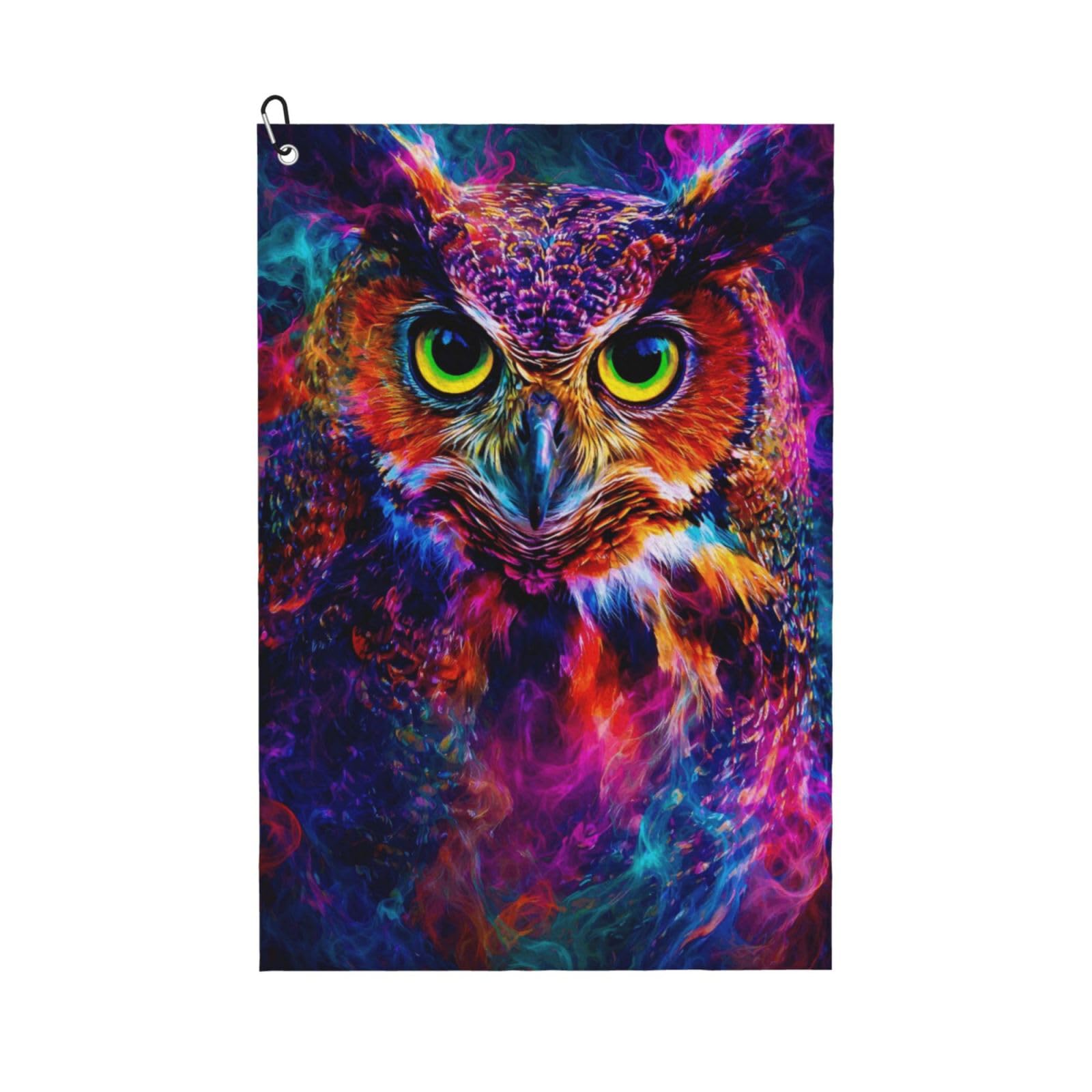 Oudrspo Vibrant Psychedelic Colors Owl Multi-Functional Golf Towel | Absorbent Quick Drying 16x24in