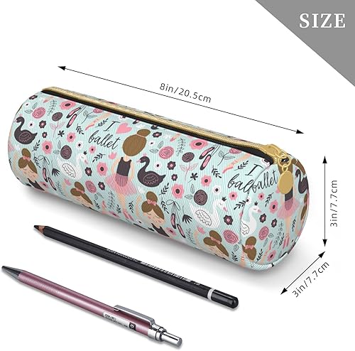 Miniatura 2 de Bolsa de maquillaje simple de lona Bolsa de soporte de pluma Bolsa de almacenamiento de oficina, Adorable bailarina de ballet