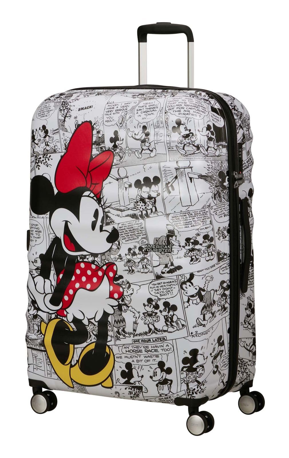 American Tourister Wavebreaker Disney - Minnie Mouse Hartschalenkoffer Groß (77 cm), Reisekoffer, TSA Schloss, 4 Rollen, 96 L, 4.2 kg - Minnie Comics White