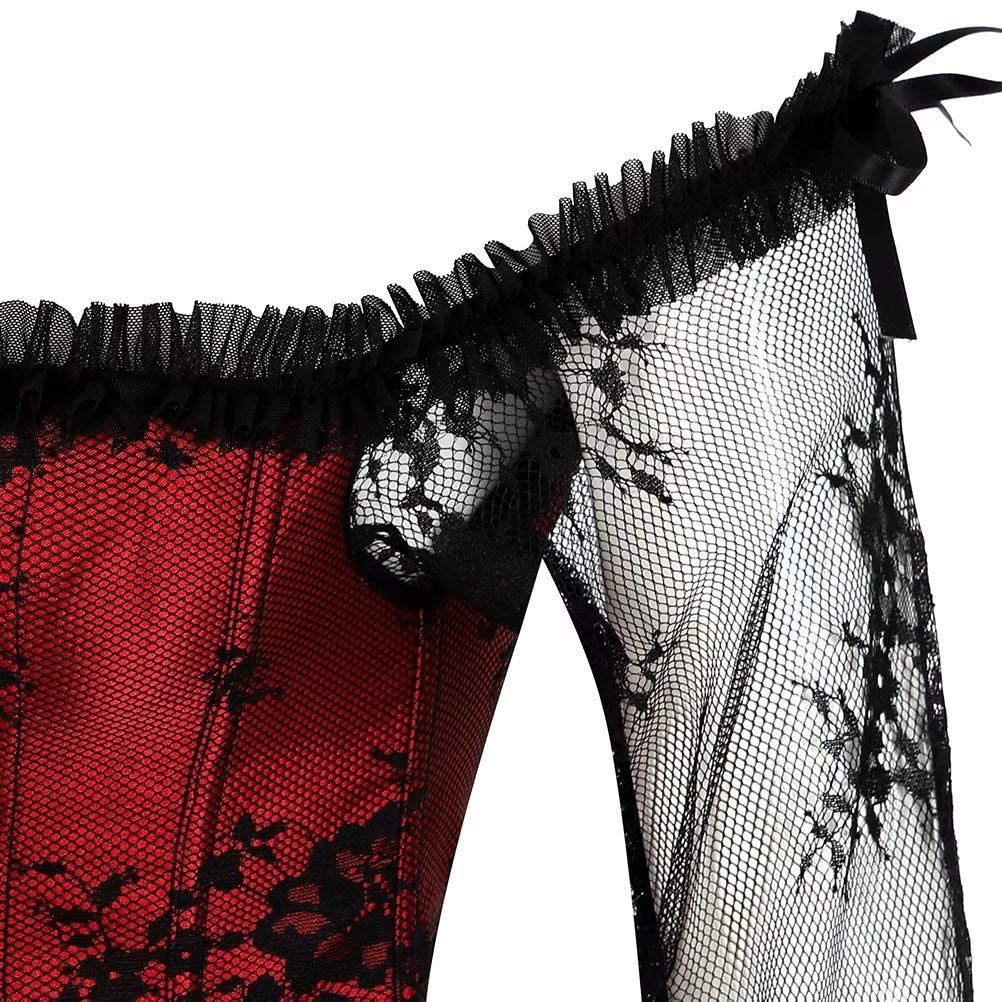 ZOOMA Corsetto sexy da donna, Top corpetto da donna, con corsetto in vita con maniche, camicia tradizionale con camicetta dirndl corsetto bustier