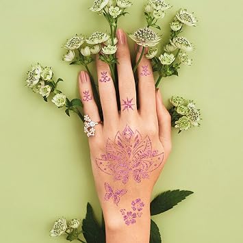 Temporary Tattoo Stencils 15 Sheets 410+ Pieces Glitter Tattoo with Makeup Stencils for Kids and Adults Halloween Party
