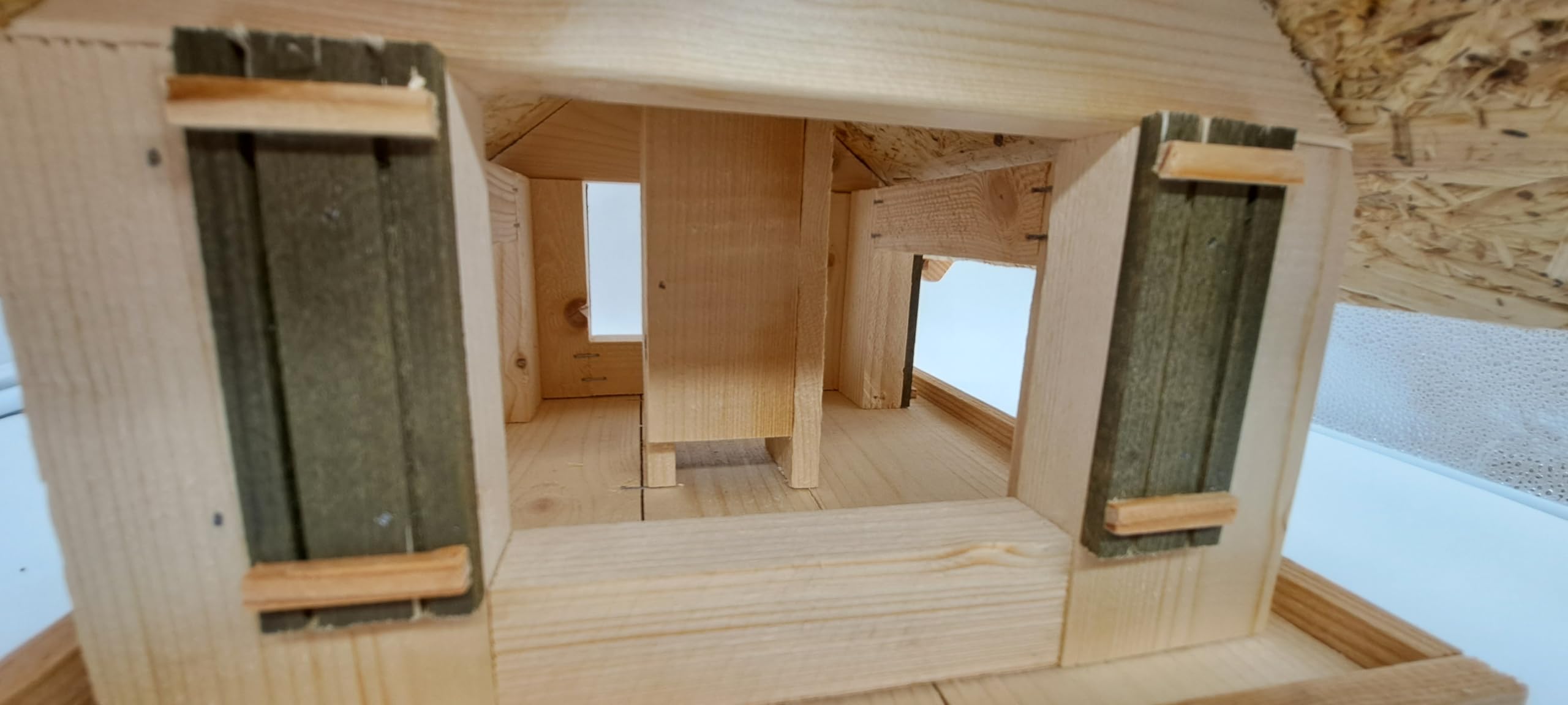 Almhütte Vogelhaus Futterhaus Lärchenholzdach Almhütte Häuschen mit Ständer A-10