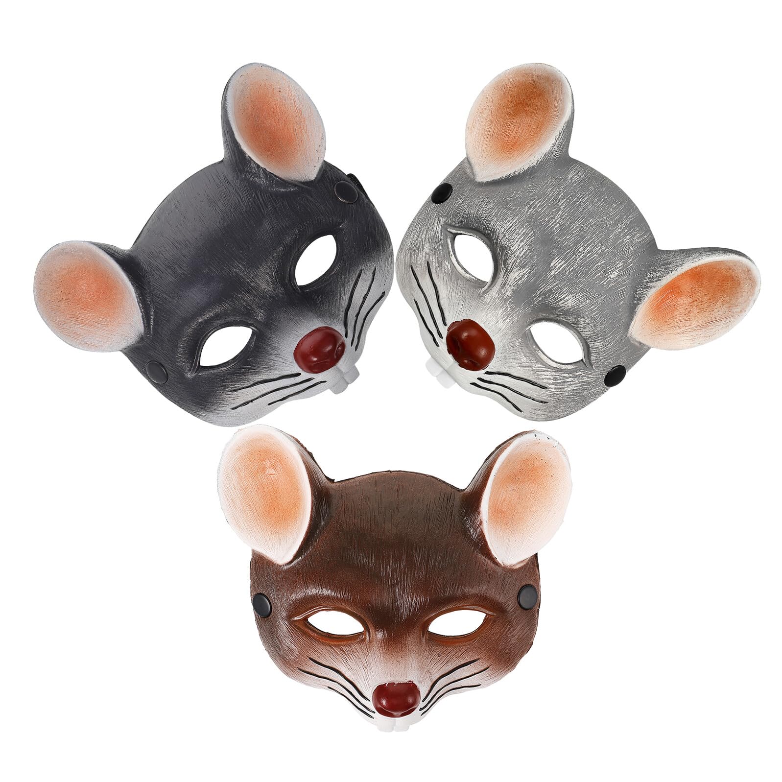 Maschera Roditore 3D in Schiuma PU Leggera Set da 3 Pezzi Grigio Chiaro Grigio Scuro Marrone per Halloween Carnevale e Feste per Adulti