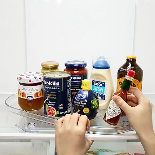 Miniatura 6 de Lazy Susan - Organizador de tocadiscos para refrigerador, refrigerador de 360, estante rectangular de especias Lazy Susan para gabinete, despensa,