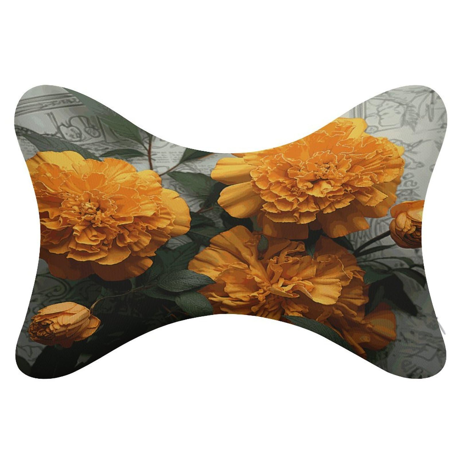 FekiLoot Marigold Car Headrest Set of 2,Softness Memory Foam Car Neck Pillow with Breathable Removable Cover Car Neck Support Pillow Ergonomic for Driving, Office