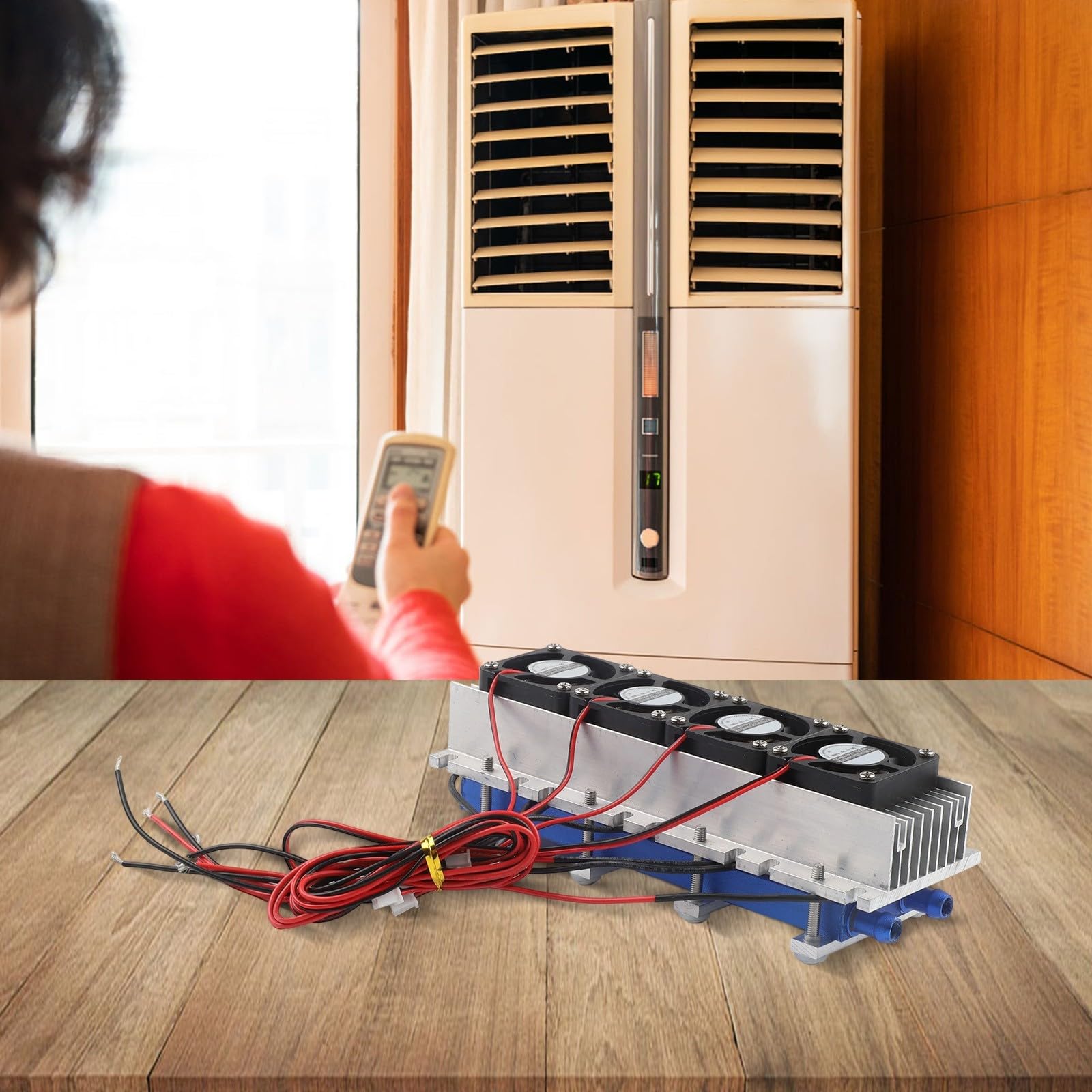 Semiconductor Peltier chłodnica 288 W, chłodzona wodą, termoelektryczny moduł chłodzący 12 V do przestrzeni 20 l, aluminium, tworzywo sztuczne, cicha praca z wlotem i wylotem