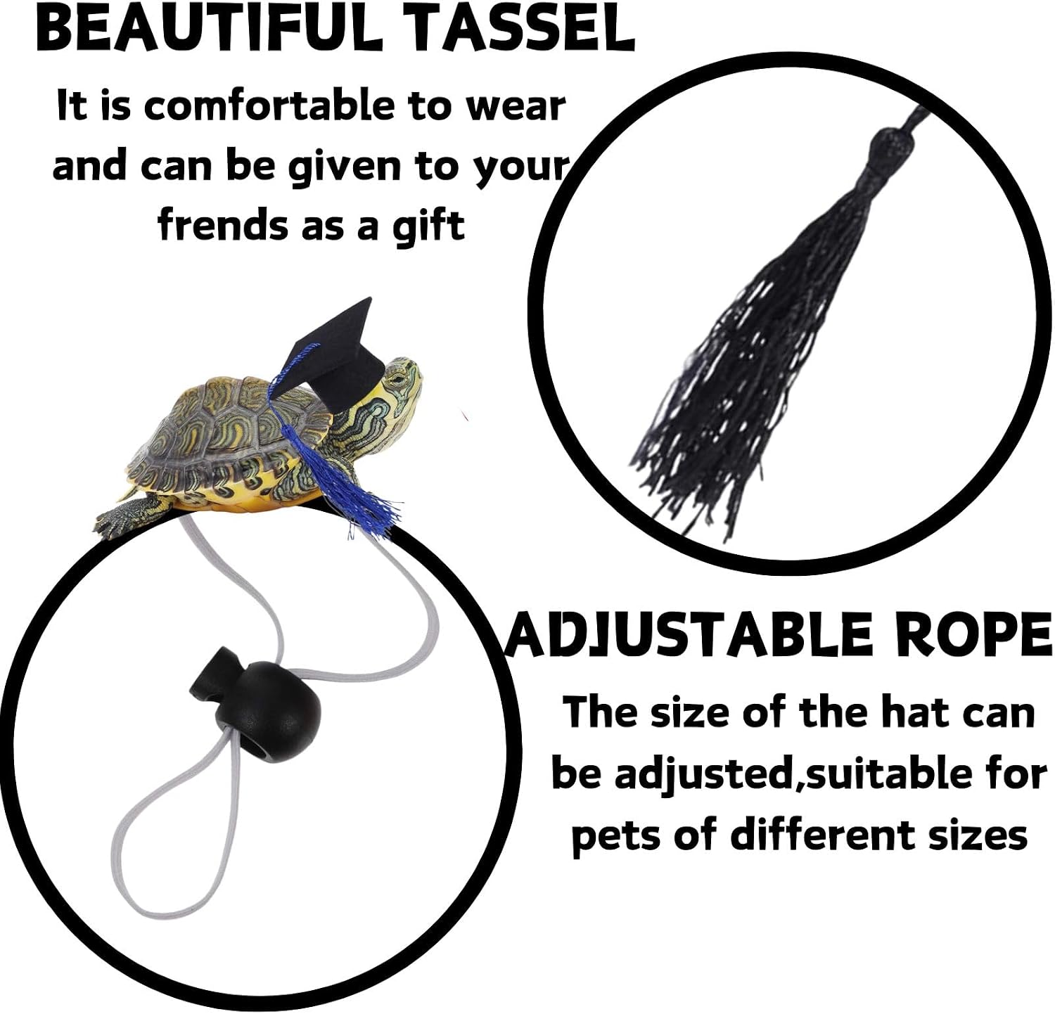 4 Pack Mini Pet Graduation Caps-Small Animal Bachelor Hats with Bright Tassel for Guinea Pigs Hedgehog Turtles Rabbit Ferret Photo Props Holiday Costume Accessory
