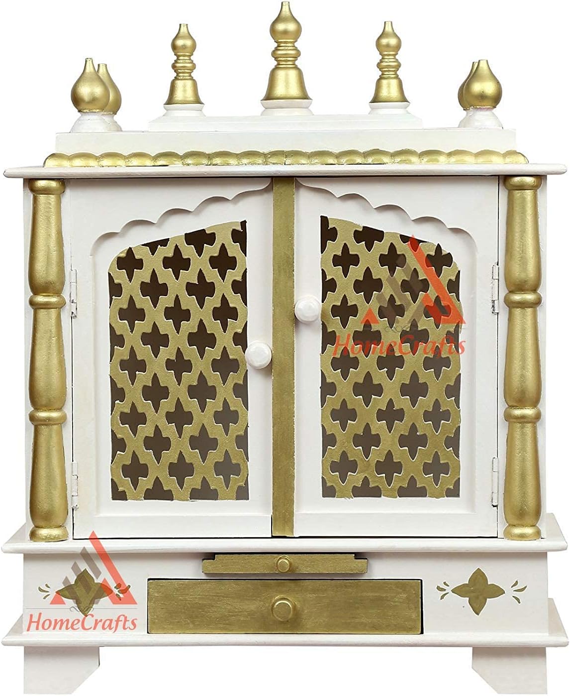 FASHERATI Wooden Temple/Pooja Mandir for Home, 24x12x30 Inches(SRHD713-WHITE-L)