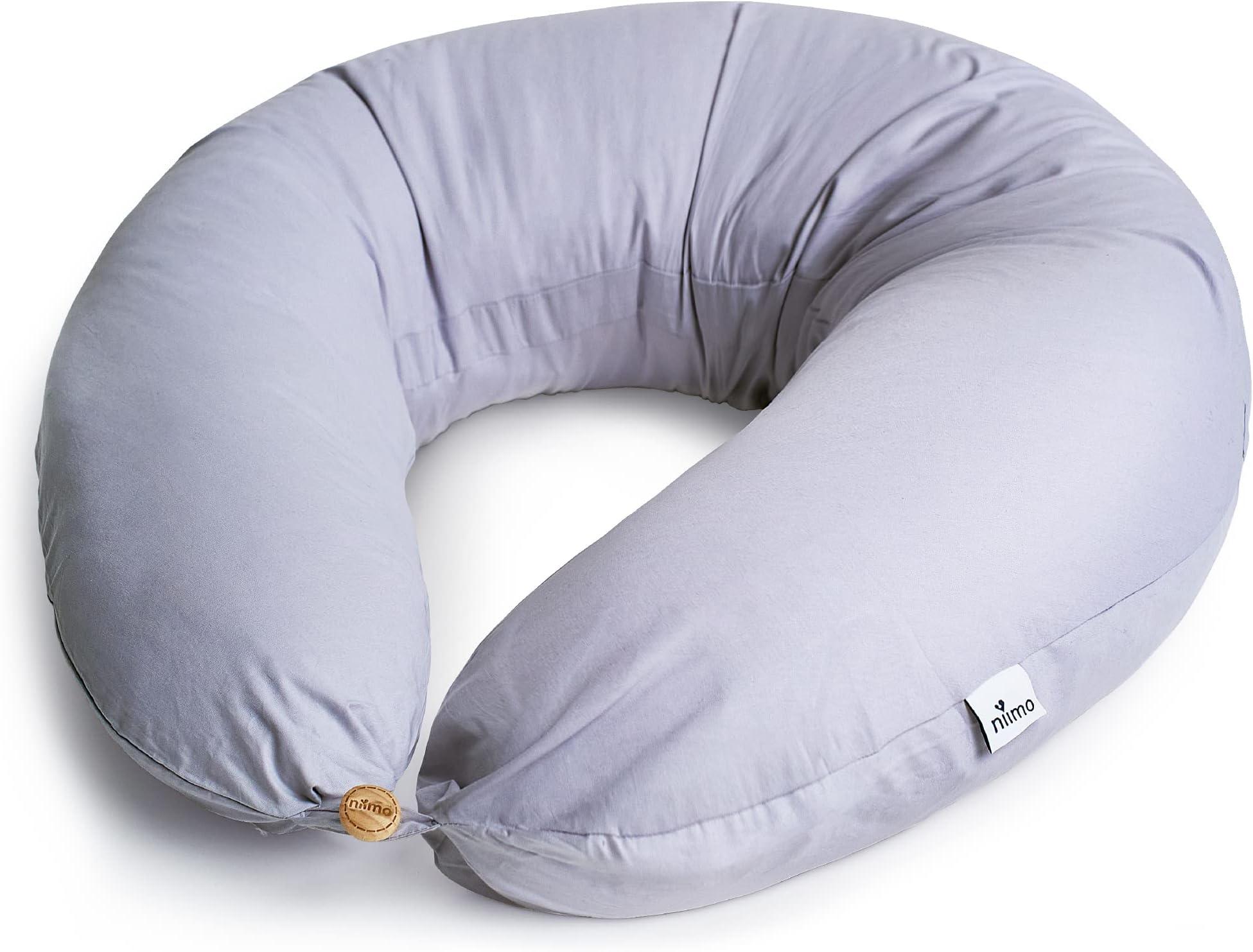 Niimo XXL Pregnancy Pillow & Nursing Pillow - 2-in-1 Design with a 100% Cotton Cover, Machine-Washable, Grey (200 x 70 cm)