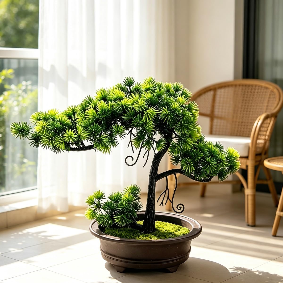 Mini Faux Arbre Artificiel Bonsaï Pin Bienvenue, Plantes Artificielles