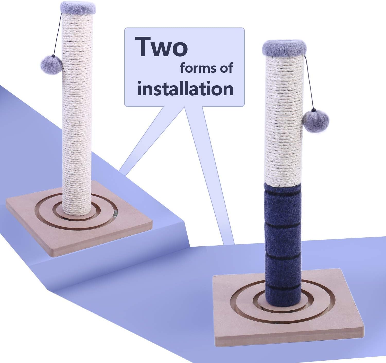 PAWZ Road Cat Scratching Post Cat Interactive Toys - Extra Post and Dangling Ball Included- 22 inches (Navy)